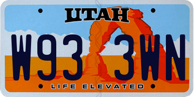 UT license plate W933WN