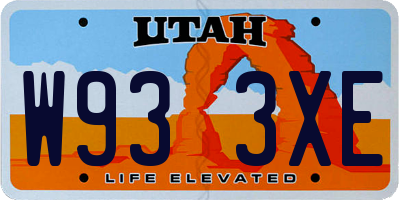 UT license plate W933XE