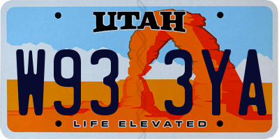 UT license plate W933YA