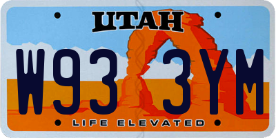 UT license plate W933YM