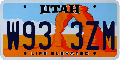 UT license plate W933ZM