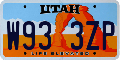 UT license plate W933ZP