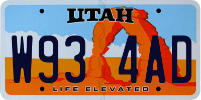 UT license plate W934AD