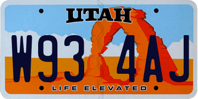 UT license plate W934AJ