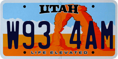 UT license plate W934AM