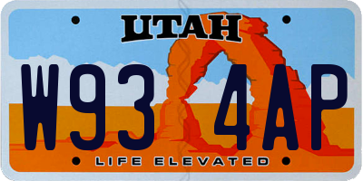 UT license plate W934AP