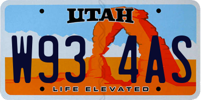 UT license plate W934AS