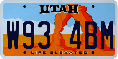 UT license plate W934BM