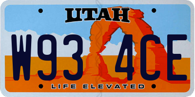 UT license plate W934CE