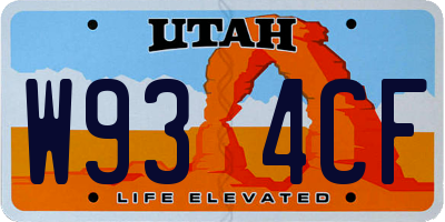 UT license plate W934CF