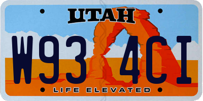 UT license plate W934CI
