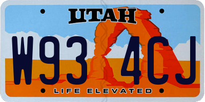 UT license plate W934CJ