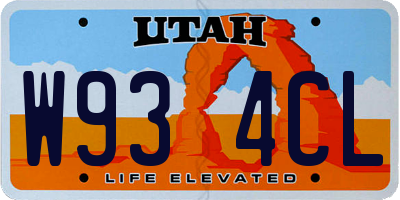 UT license plate W934CL