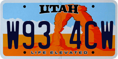 UT license plate W934CW