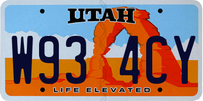 UT license plate W934CY