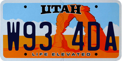 UT license plate W934DA