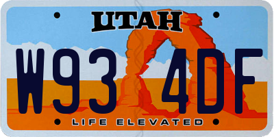 UT license plate W934DF