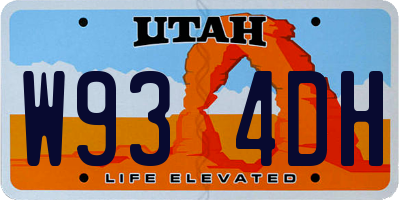 UT license plate W934DH