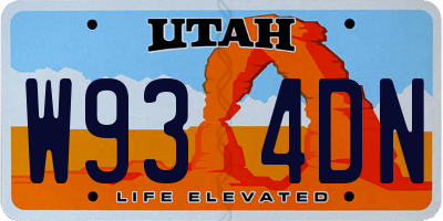 UT license plate W934DN
