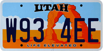 UT license plate W934EE
