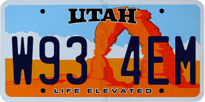 UT license plate W934EM