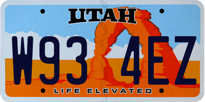 UT license plate W934EZ