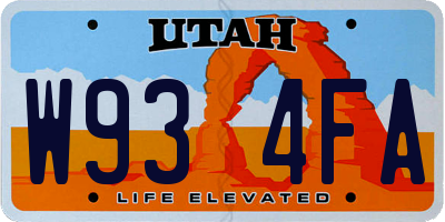 UT license plate W934FA