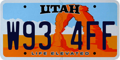UT license plate W934FF