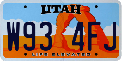 UT license plate W934FJ