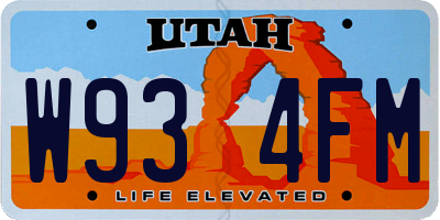 UT license plate W934FM