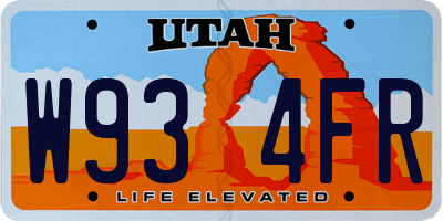 UT license plate W934FR