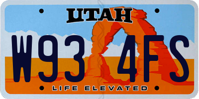 UT license plate W934FS