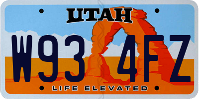 UT license plate W934FZ