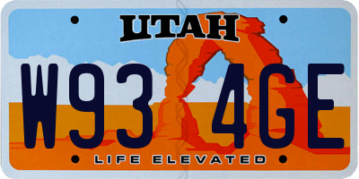UT license plate W934GE