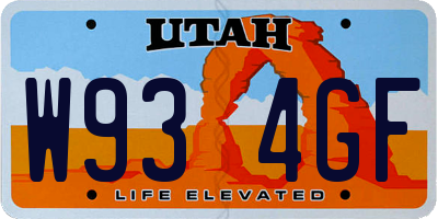 UT license plate W934GF