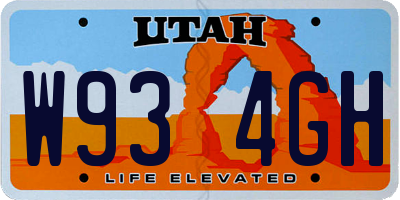 UT license plate W934GH