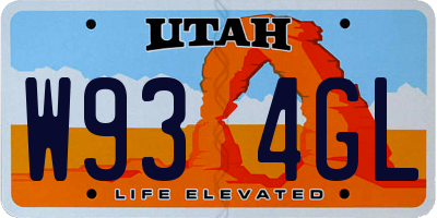 UT license plate W934GL
