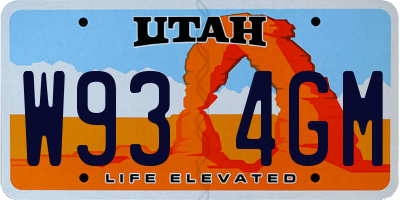 UT license plate W934GM