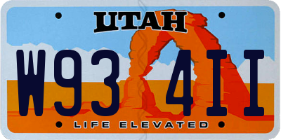 UT license plate W934II