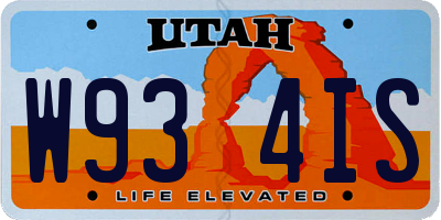 UT license plate W934IS