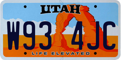UT license plate W934JC