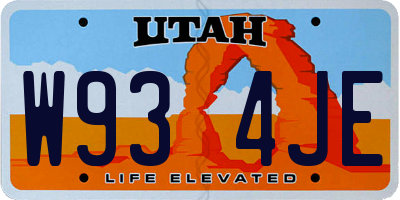 UT license plate W934JE
