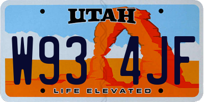 UT license plate W934JF