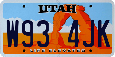 UT license plate W934JK