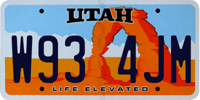 UT license plate W934JM