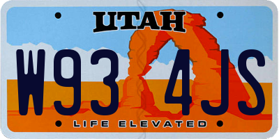 UT license plate W934JS