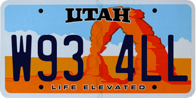 UT license plate W934LL