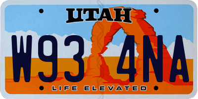 UT license plate W934NA