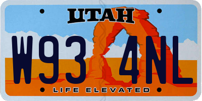 UT license plate W934NL