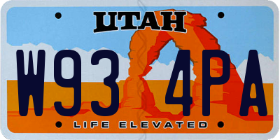 UT license plate W934PA